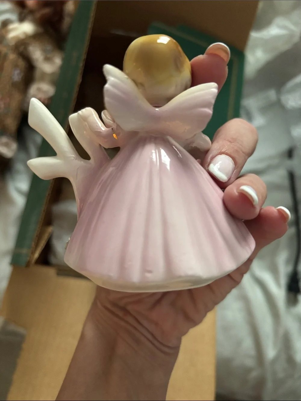 Josef Original Pink Ceramic Angel Figurine NWT age 4 birthday angel